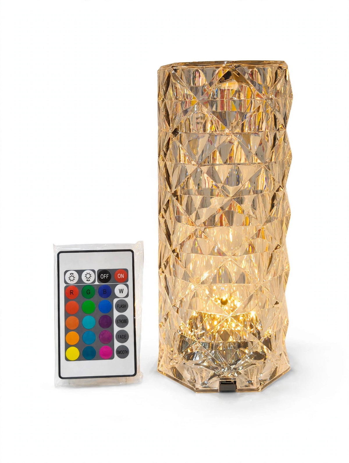 Rechargeable Rose Diamond Table Lamp with Wireless Remote - 16 RGB Colours