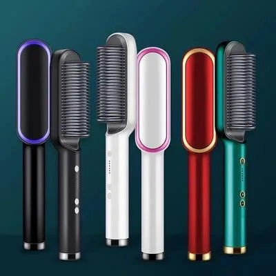 2-in-1 Hair Straightener Brush & Curling Comb