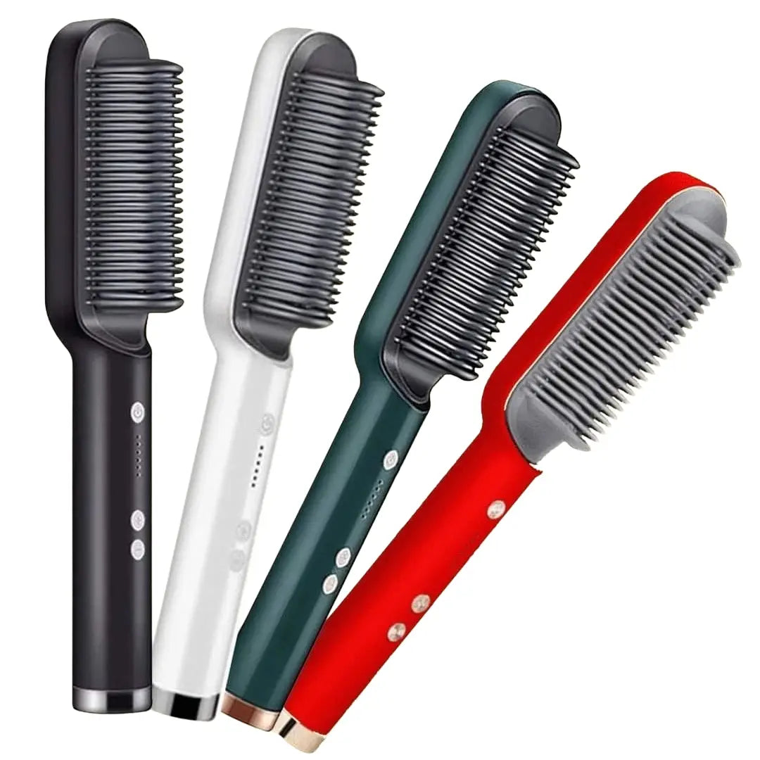 2-in-1 Hair Straightener Brush & Curling Comb