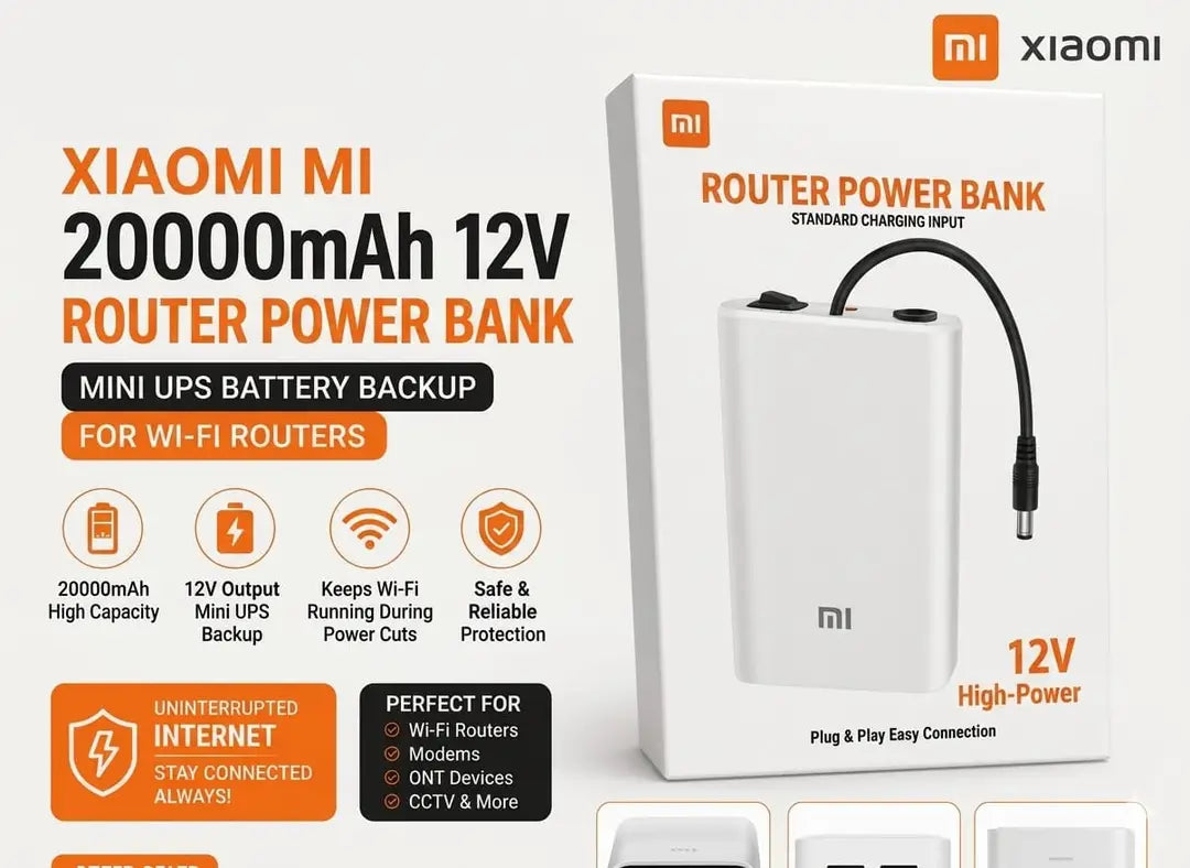 Mi Router Power Bank 20000mAh – Fast Charging with Dual USB Ports