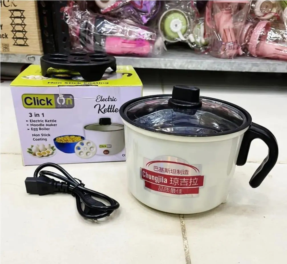 Electric Kettle 3-in-1 – Stainless Steel, White & Black