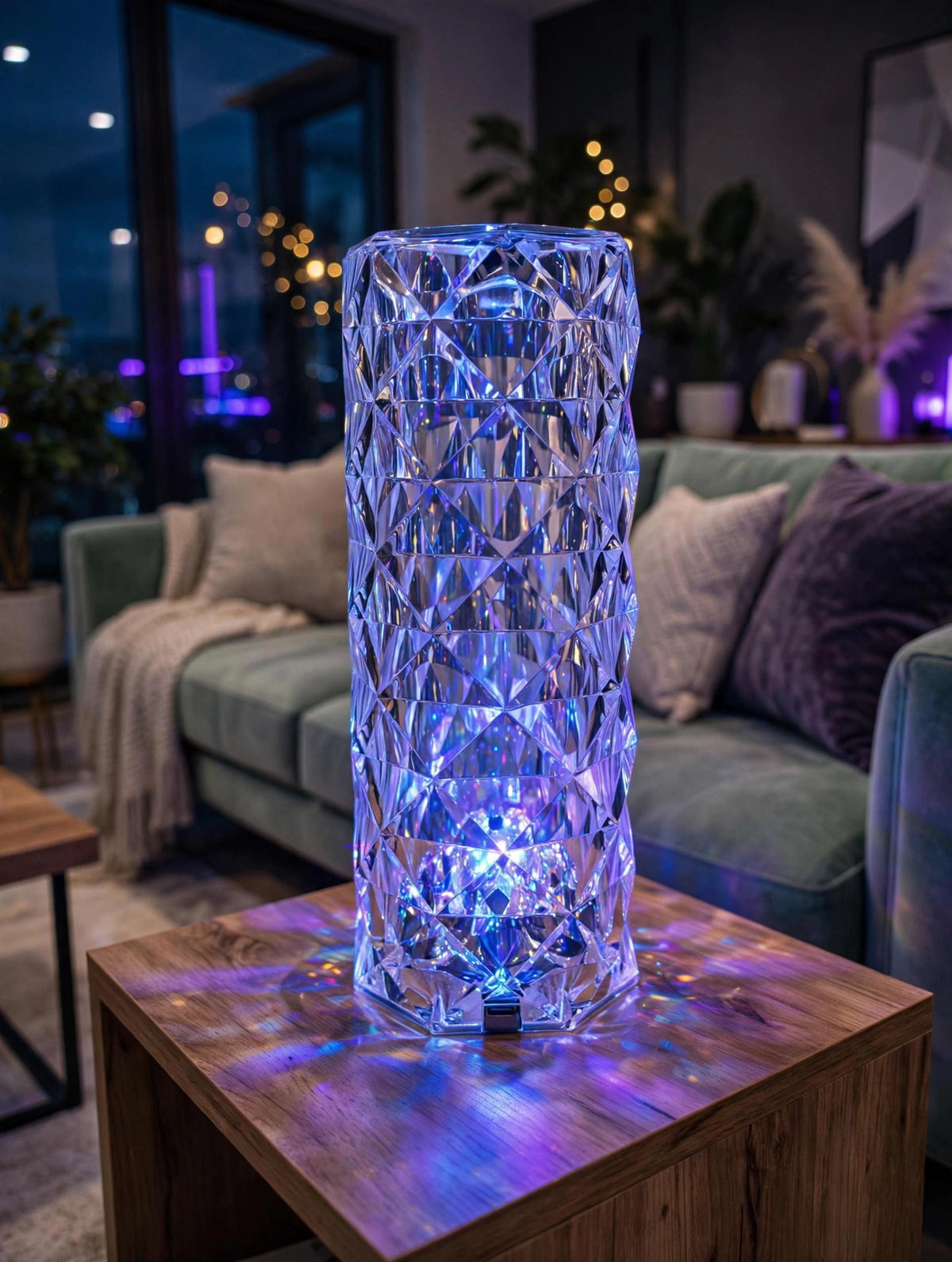 Rechargeable Rose Diamond Table Lamp with Wireless Remote - 16 RGB Colours